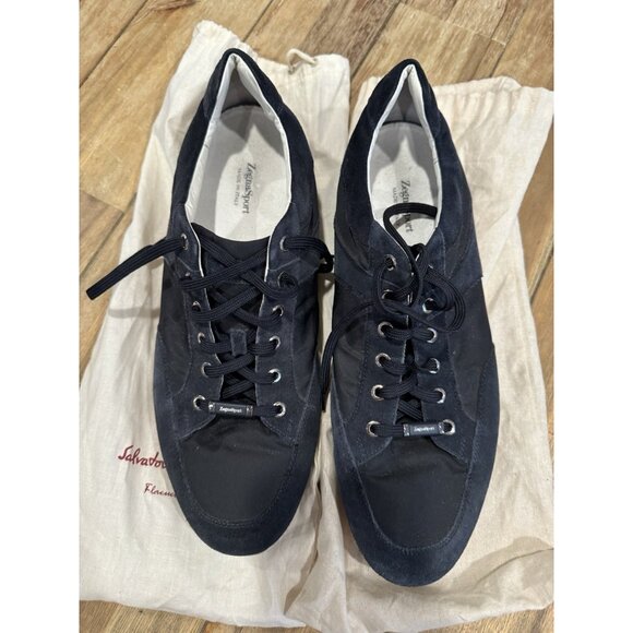 Ermenegildo Zegna Men Shoes Black/Navy Lace Up Sneaker Size 13 US Made in Italy - Picture 1 of 16